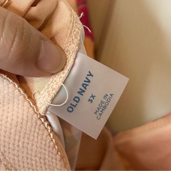 Old Navy Peach Floral V-Neck Swing Tankini Top + High Waisted Bikini Bottom Set - Picture 6 of 11